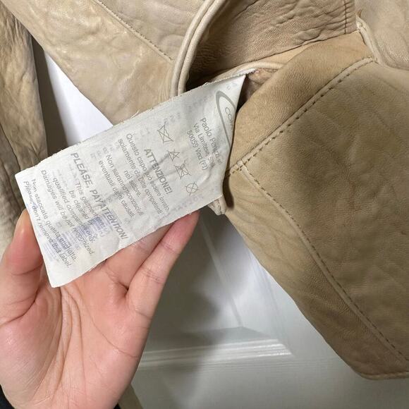 Compagnia Made In Italy Size 40 US 4 100% Leather Jacket Blazer Wool Lined Tweed - Picture 5 of 8